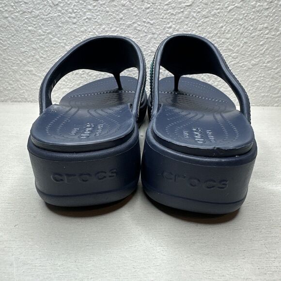 Crocs Monterey Bead Strap Womens Navy Blue Wedge Sandals - Picture 4 of 7